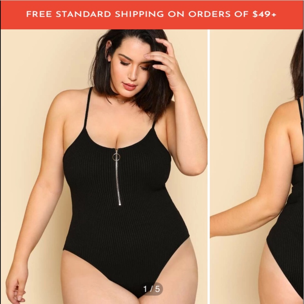 Shein Gold O ring Black Adjustable Bodysuit 3XL